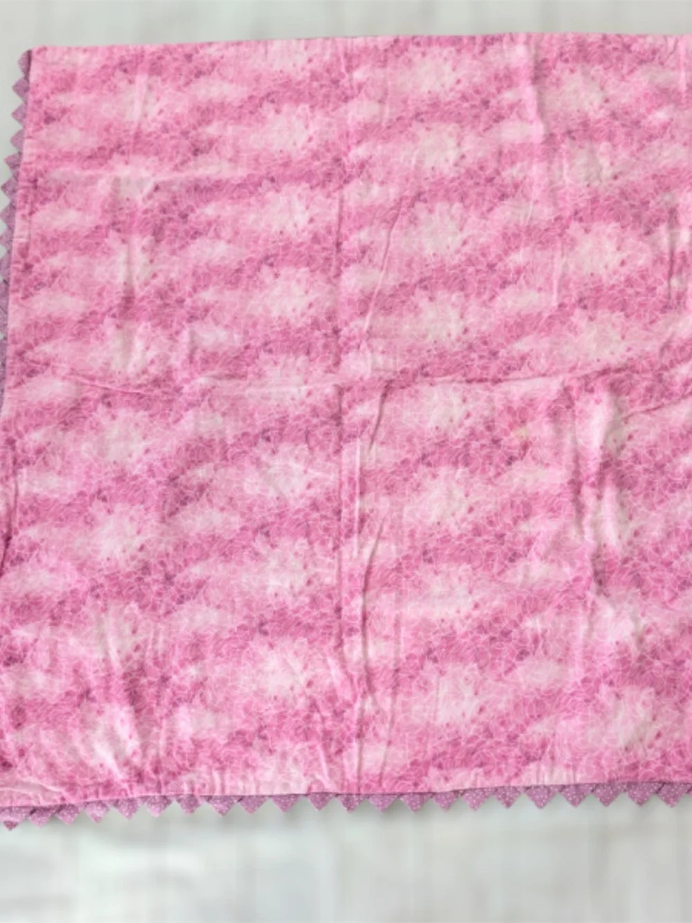 Crib Quilt Infant Baby handmade patchwork blue pink 38 in. x 41 in. reversible